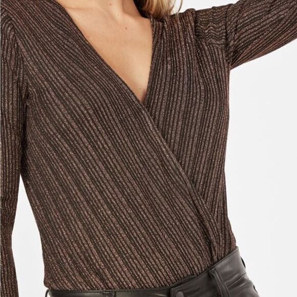 Just Fab Long Sleeve Surplice bodysuit, size S - Picture 2 of 10